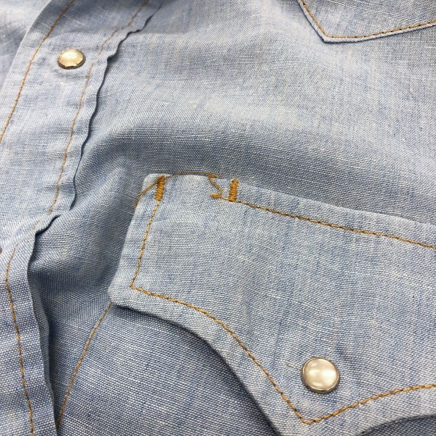 美品◆シアーズ 70S 三角タグ シャンブレーシャツ ブルー系 メンズ サイズ15.5 Sears 【AFB9】