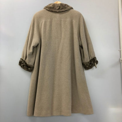 美品◆カナリィ ハーフコート アンゴラ ウール ファー 襟 袖 装飾 ベージュ レディース サイズ9 Cannary 【AFA15】