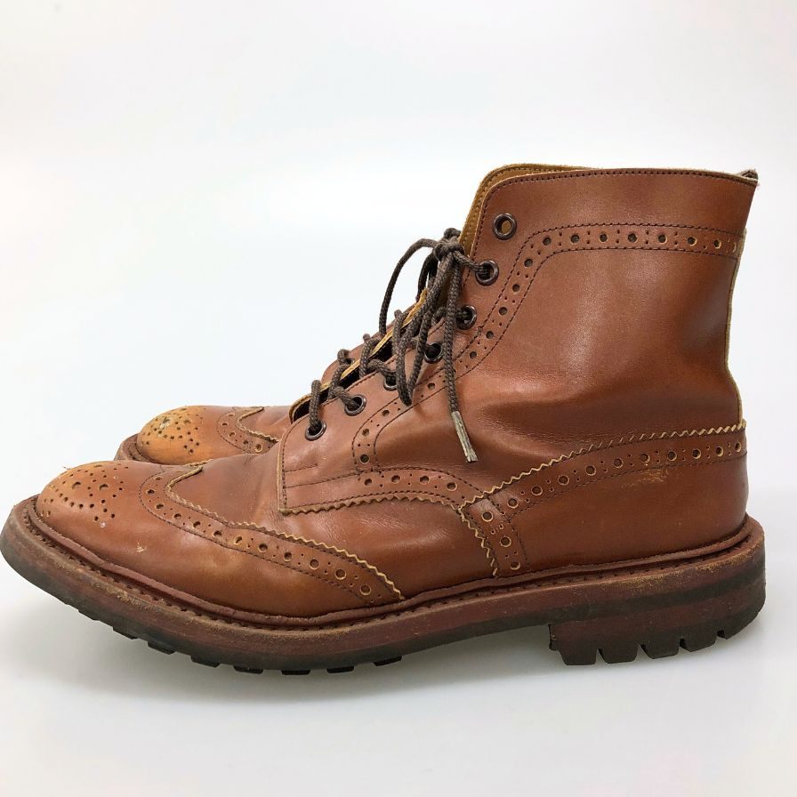 トリッカーズ モールトン M2508 カントリーブーツ ウイングチップ 旧タグ UK8.5 ブラウン Tricker's Malton 約27.0cm【AFC4】
