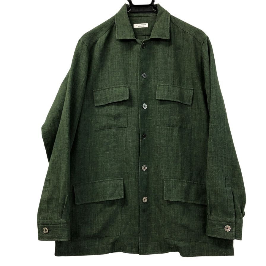 美品◆ミナミシャツ オーダー リネン シャツ ジャケット メンズ サイズ不明 グリーン MINAMI SHIRTS BESPOKE 【AFB20】