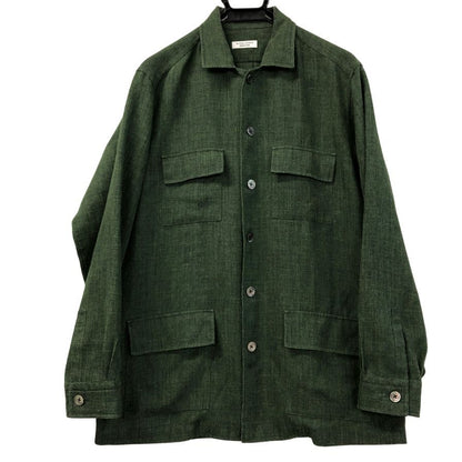 美品◆ミナミシャツ オーダー リネン シャツ ジャケット メンズ サイズ不明 グリーン MINAMI SHIRTS BESPOKE 【AFB20】