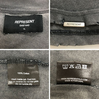 美品◆リプレゼント Tシャツ シャーク ダメージ加工 メンズ サイズXL ブラック REPRESENT 【AFB24】