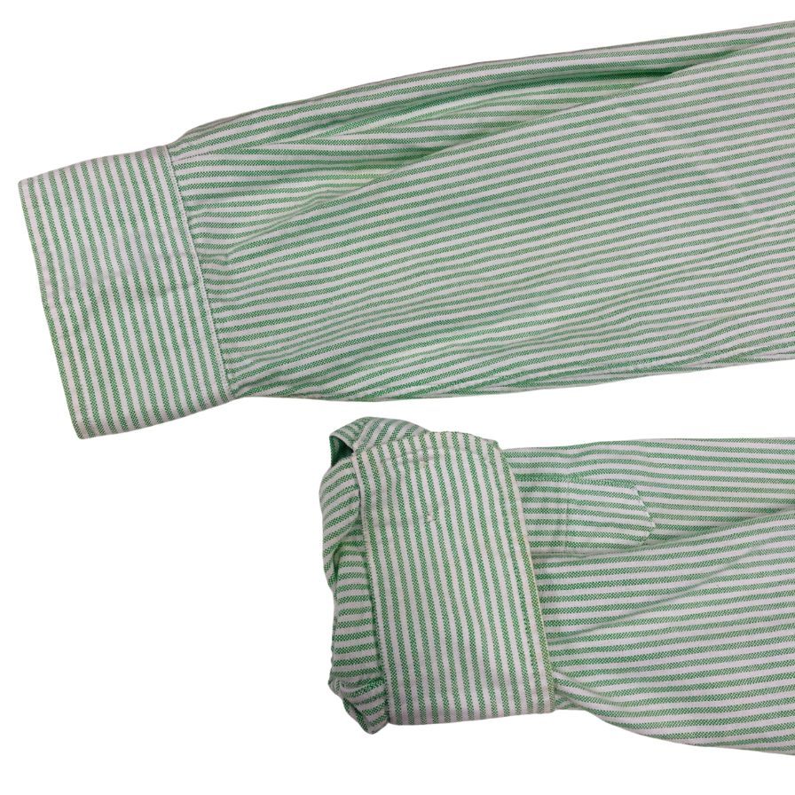美品◆ラルフローレン ボタンダウンシャツ 90S ストライプ グリーン メンズ サイズ16 1/2 Ralph Lauren 【AFB20】