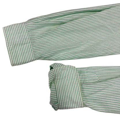 美品◆ラルフローレン ボタンダウンシャツ 90S ストライプ グリーン メンズ サイズ16 1/2 Ralph Lauren 【AFB20】