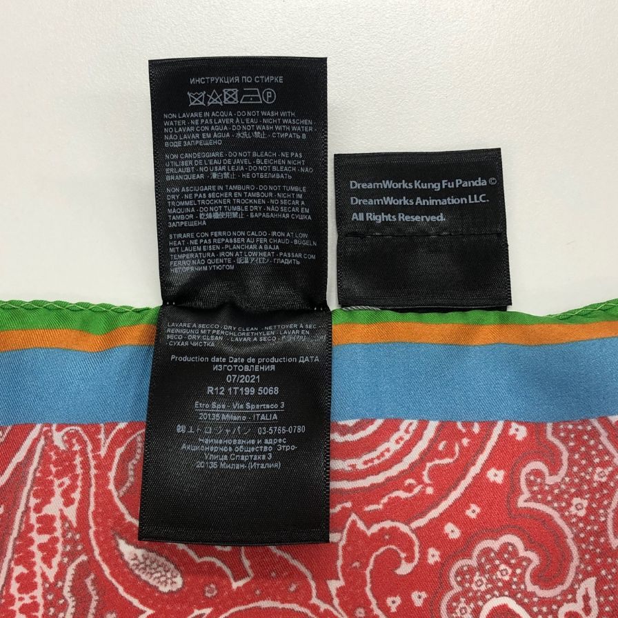 エトロ スカーフ ハンカチ カンフーパンダ レッド系 ETRO【AFI10】