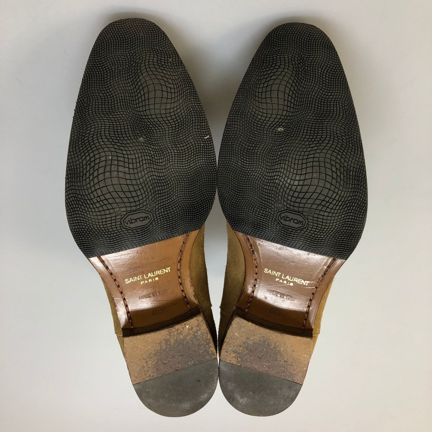 サンローラン パリ サイドゴアブーツ スエード ベージュ サイズUK40.5 SAINT LAURENT  PARIS 約26.5cm【AFC3】