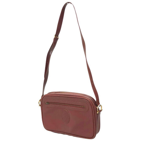 カルティエ マストライン レザーショルダーバッグ ボルドー CARTIER【AFE10】