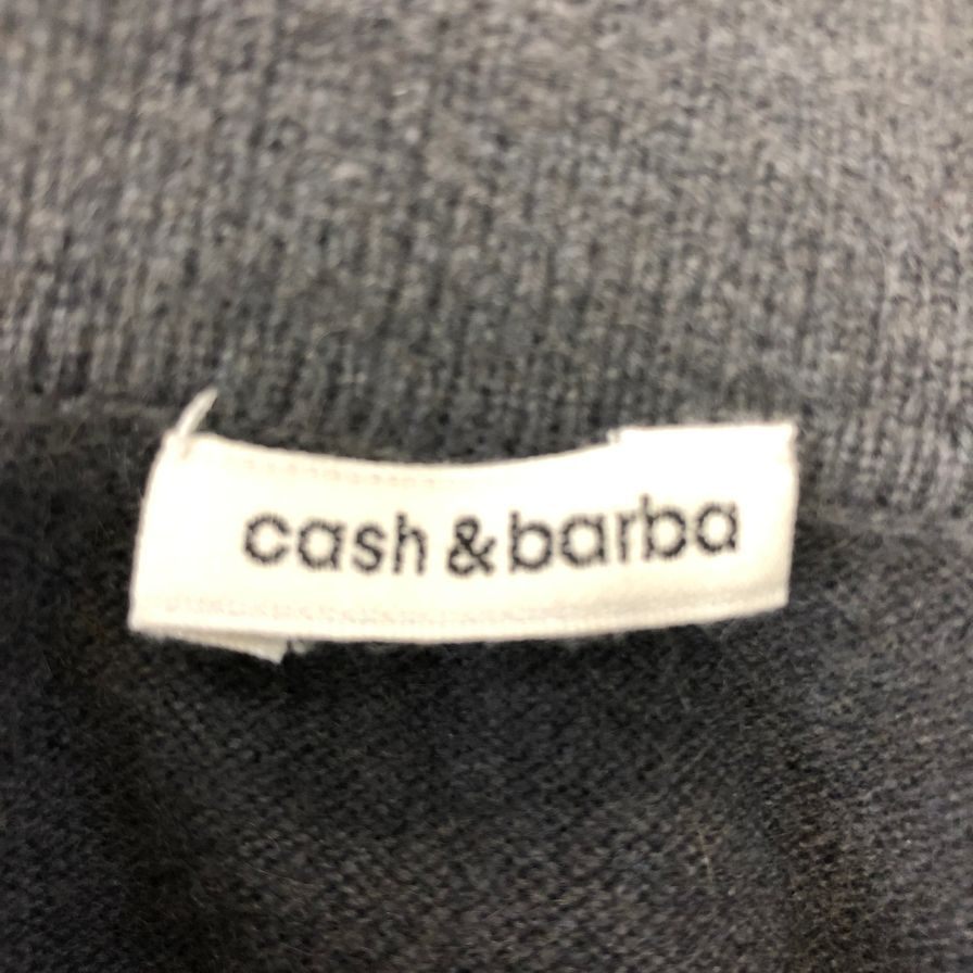 中古◆キャッシュ＆バルバ モンゴリアンカシミヤ エルボーパッチ ポロ ニット カシミヤ100％ グレー メンズ  サイズ4 cash & barba 【AFB43】