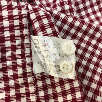 美品◆スーツカンパニー ギンガムチェックシャツ 長袖 スリムフィット コットン レッド系 サイズL  THE SUIT COMPANY 【AFB43】
