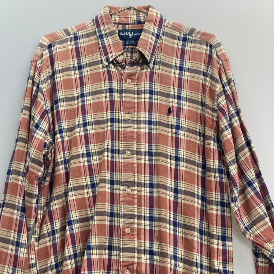 美品◆ラルフローレン ボタンダウンシャツ 90S チェック ブラウン系 メンズ サイズS Polo Ralph Lauren 【AFB9】