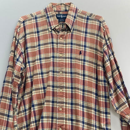 美品◆ラルフローレン ボタンダウンシャツ 90S チェック ブラウン系 メンズ サイズS Polo Ralph Lauren 【AFB9】