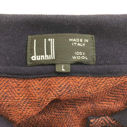 中古■ダンヒル ニット ポロシャツ 長袖 ウール100% ボルドー系 サイズL dunhill 【AFB41】