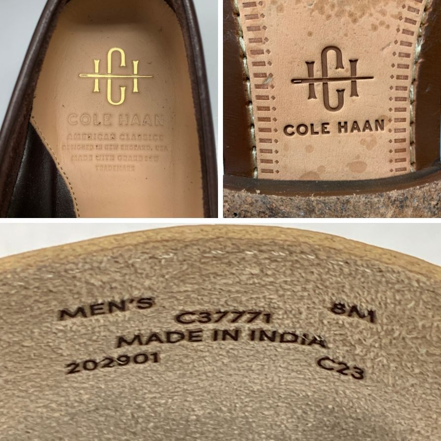コールハーン レザーシューズ C37771 クラシックス ピンチ ペニーローファー ブラウンアイボリーコンビ US8 COLE HAAN 約26.0cm【AFD13】