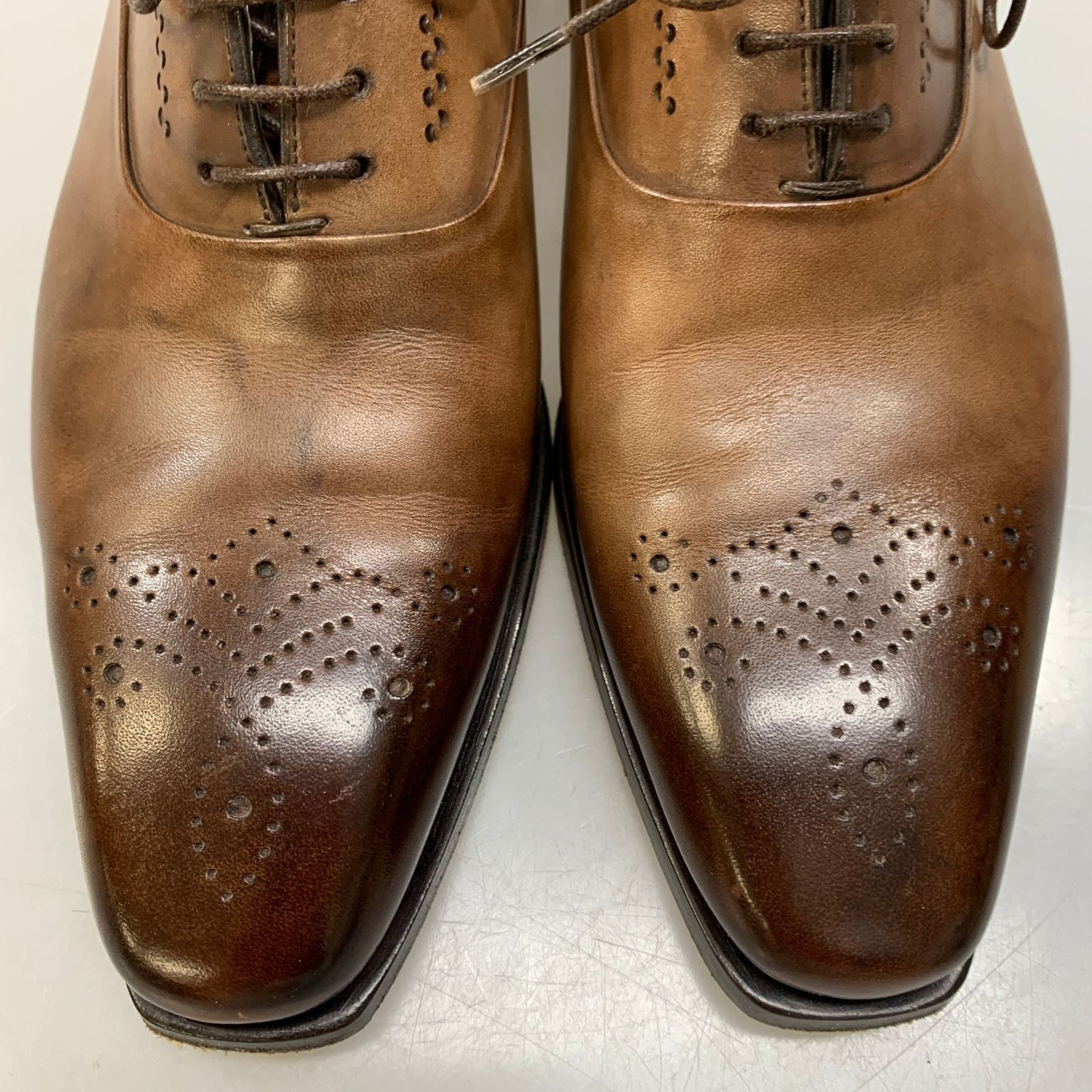 サントーニ レースアップ メダリオン レザーシューズ 15808 メンズ ブラウン サイズ5.5 SANTONI 約24.5cm【AFC42】