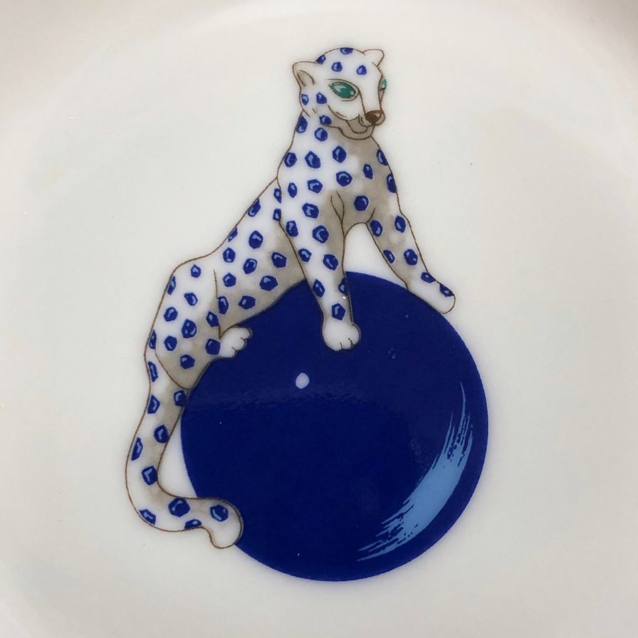 カルティエ パンテール リモージュ ミニプレートセット パンサー ブルー Cartier【AFI18】【中古】