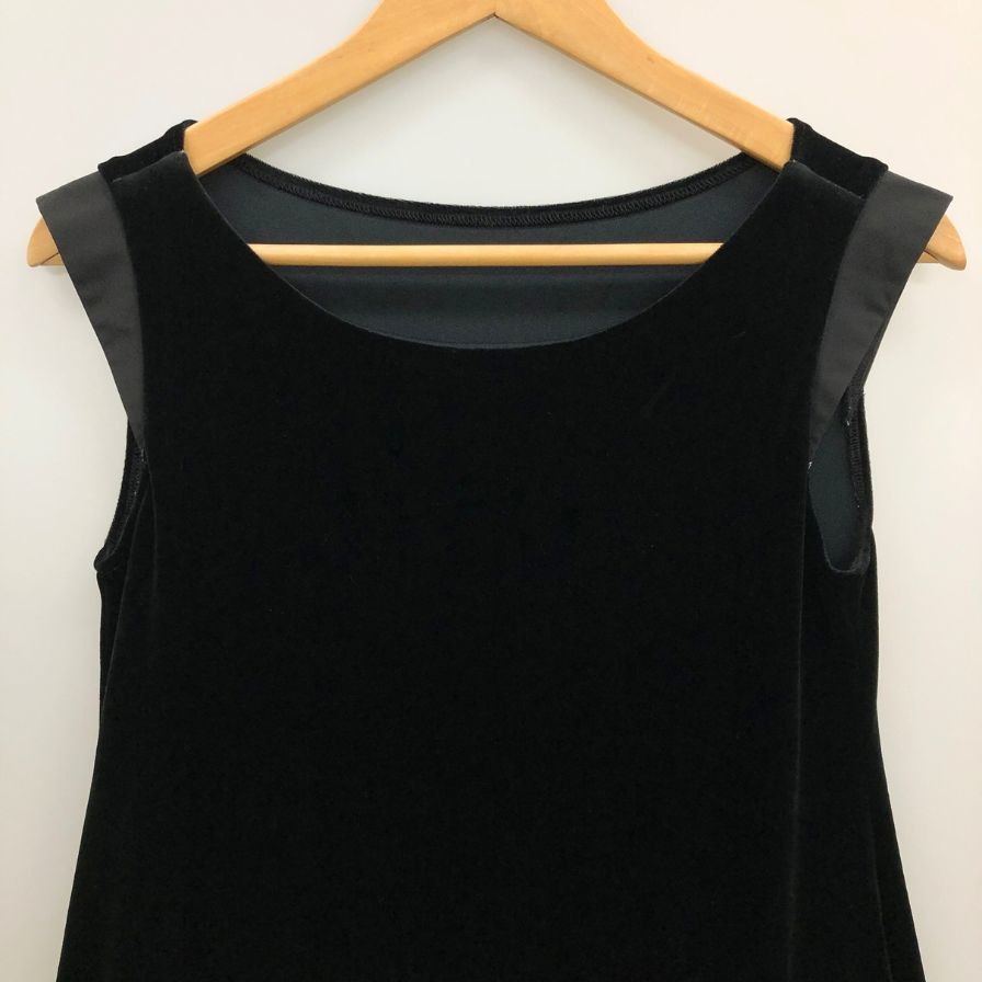 中古◆ベロア ノワール バイ フォクシー ニューヨーク ノースリーブワンピース ベロア  バルーン 31271 レディース サイズ38 ブラック VELOUR NOIR by FOXEY NEWYORK 【AFB4】