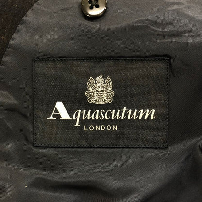 美品◆アクアスキュータム テーラードジャケット カシミア 100% チェック ネイビー メンズ サイズ96 AB5 Aquascutum 【AFB2】