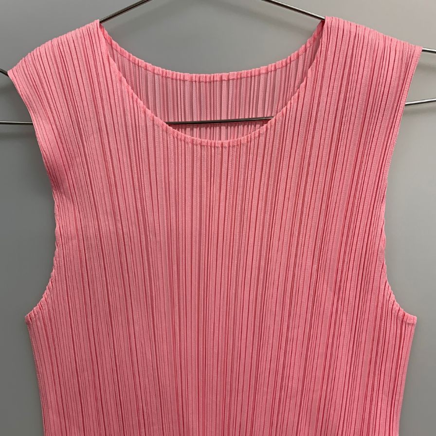 美品◆プリーツプリーズ イッセイミヤケ ノースリーブ PP41JK002 ピンク フリーサイズ  PLEATS PLEASE 【AFB15】