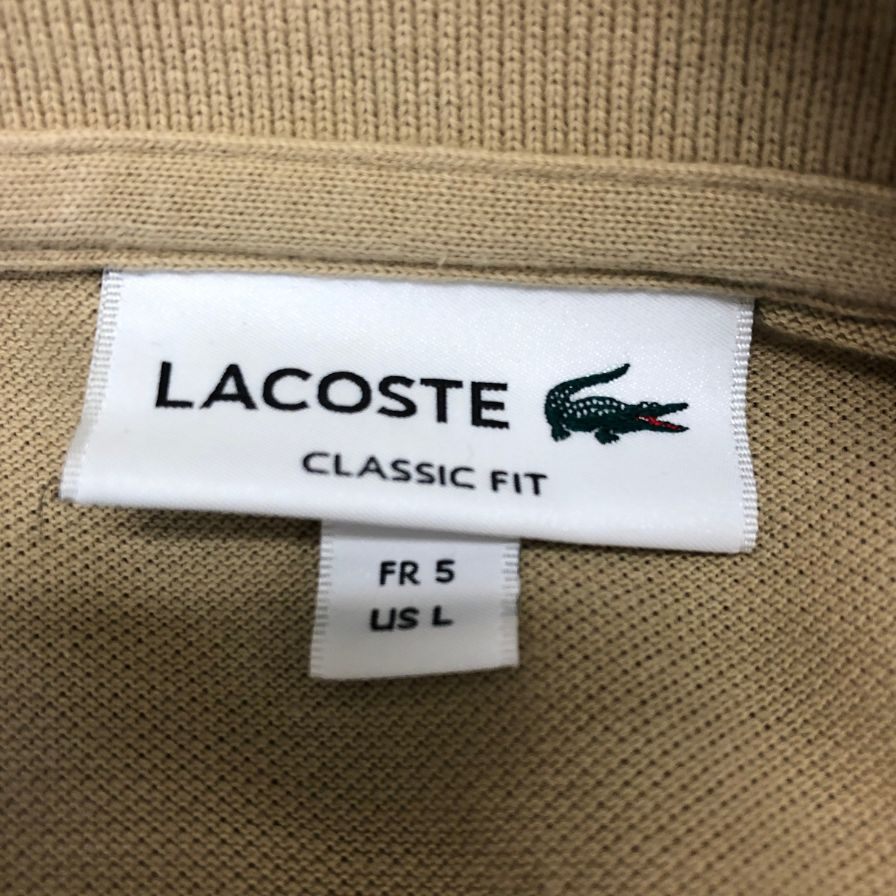 極美品◆ラコステ クラシック フィット 長袖ポロシャツ メンズ サイズUSL ブラウン LACOSTE 【AFB6】