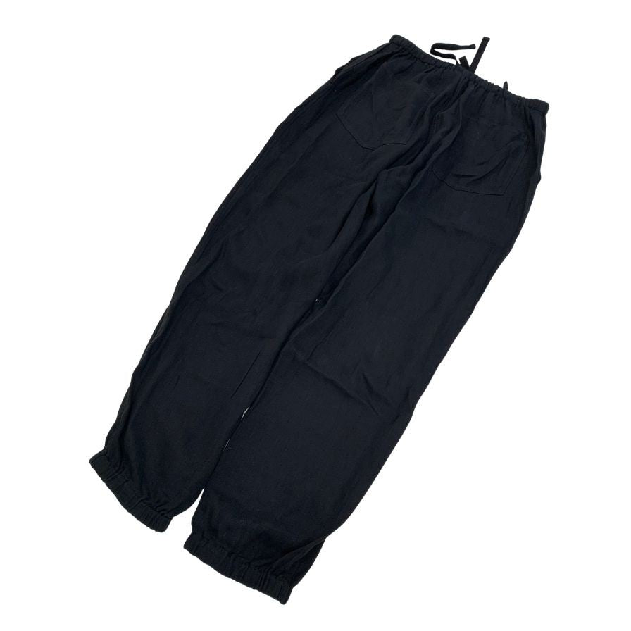 コモリ 26SS リネンWクロス ドローストリングパンツ ブラック メンズ サイズ2 D01-03016 COMOLI 【AFB7】