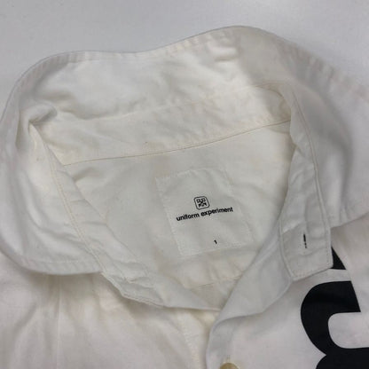 美品◆ユニフォームエクスペリメント ギャバジン ポケット レギュラーカラー シャツ サイズ1 UE-192013 uniform experiment 【AFB36】