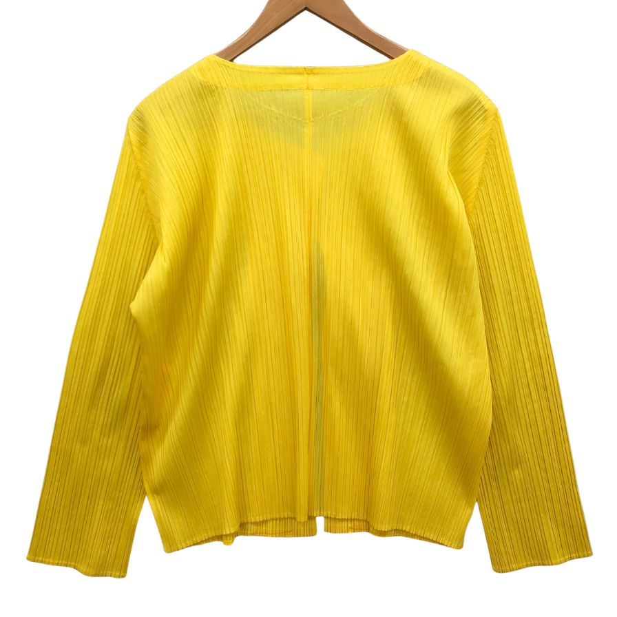 美品◆プリーツプリーズ イッセイミヤケ カーディガン 1B イエロー レディース サイズ3 PP01-JO126 PLEATS PLEASE ISSEY MIYAKE 【AFB17】