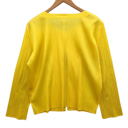 美品◆プリーツプリーズ イッセイミヤケ カーディガン 1B イエロー レディース サイズ3 PP01-JO126 PLEATS PLEASE ISSEY MIYAKE 【AFB17】