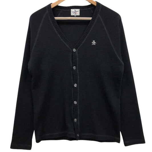 美品◆ペンギン カーディガン ニット ロゴ メンズ サイズ3  ブラック Penguin by Munsingwear 【AFB26】