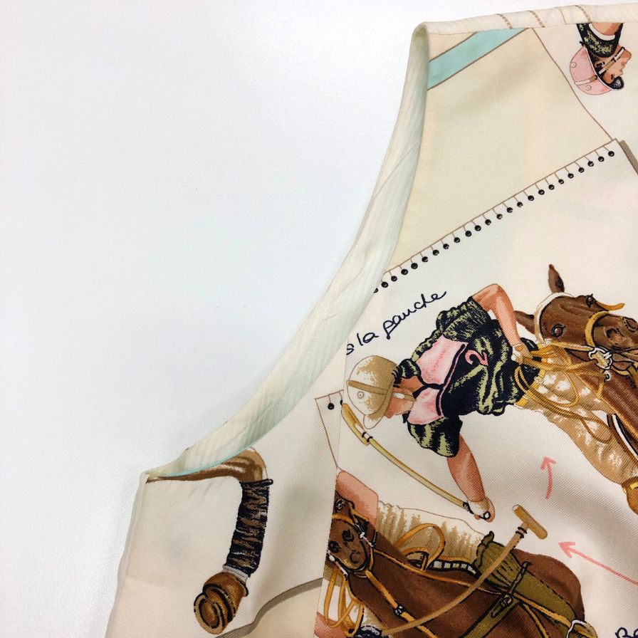 中古◆エルメス ベスト スカーフ 総柄 ジレ デザイン マルジェラ期 90s 90年代 ホワイト レディース サイズ38 HEMRES 【AFB8】