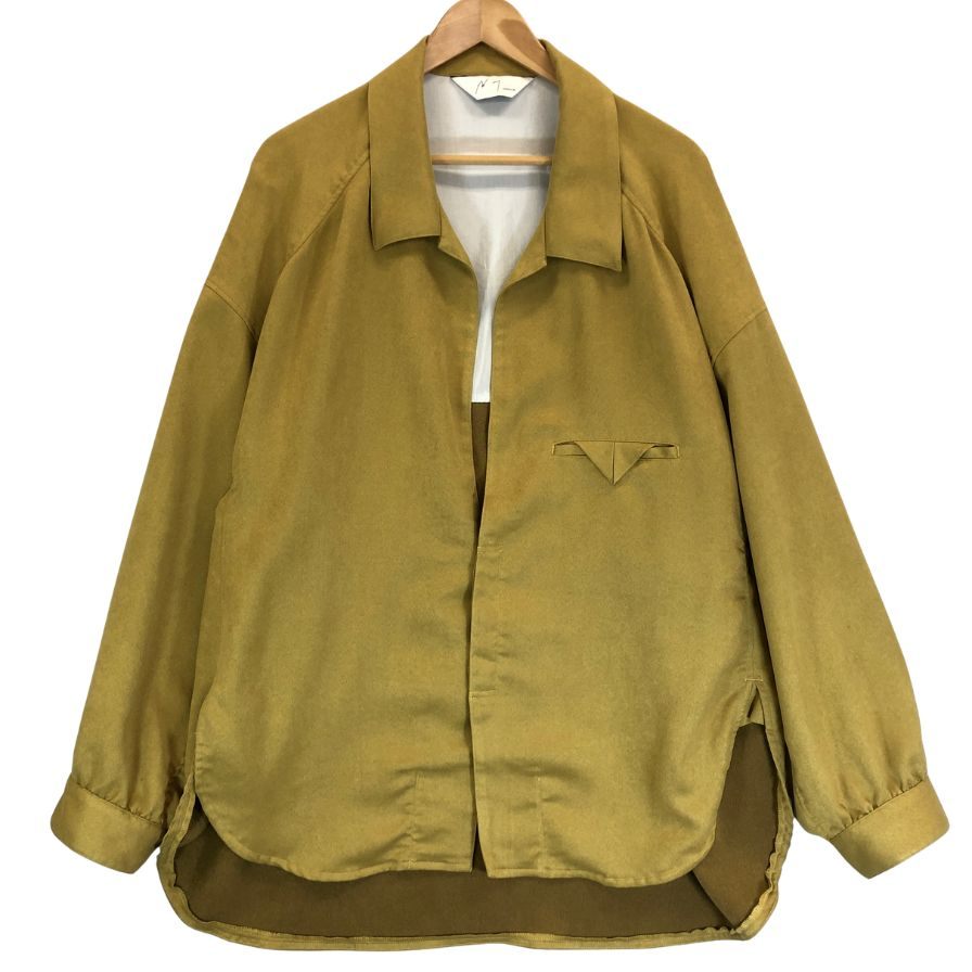 美品◆アンセルム ヴィーガンレザー ロングシャツ イエロー メンズ サイズ2 ANCELLM 【AFB6】