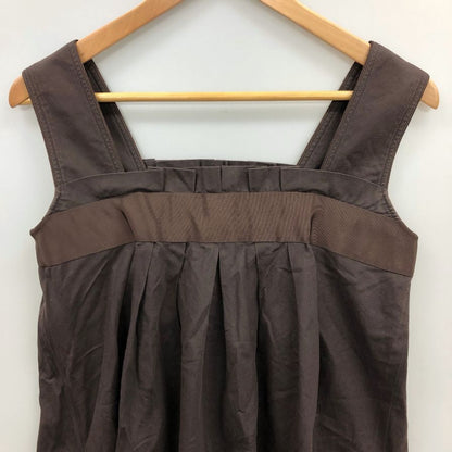 中古◆バーバリー ブルーレーベル チュニック 半袖 コットン 刺繍 ワンピース カットソー ブラウン レディース サイズ38 Burberry Blue label 【AFB6】