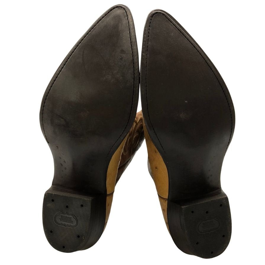 ノコナ ブーツ ウエスタンブーツ オーストリッチ レザーコンビ メンズ サイズ8.5D ベージュ ブラウン NOCONA BOOT 約27.5cm【AFC44】