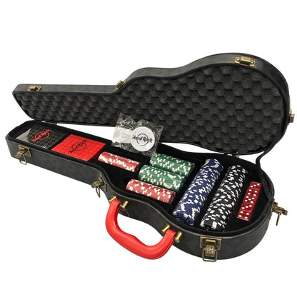 ハードロックカフェ リミテッドエディション ポーカーセット イン ギターケース ブラック Hard Rock Cafe Limited Edition Poker Set in Guitar Case【AFI28】【中古】