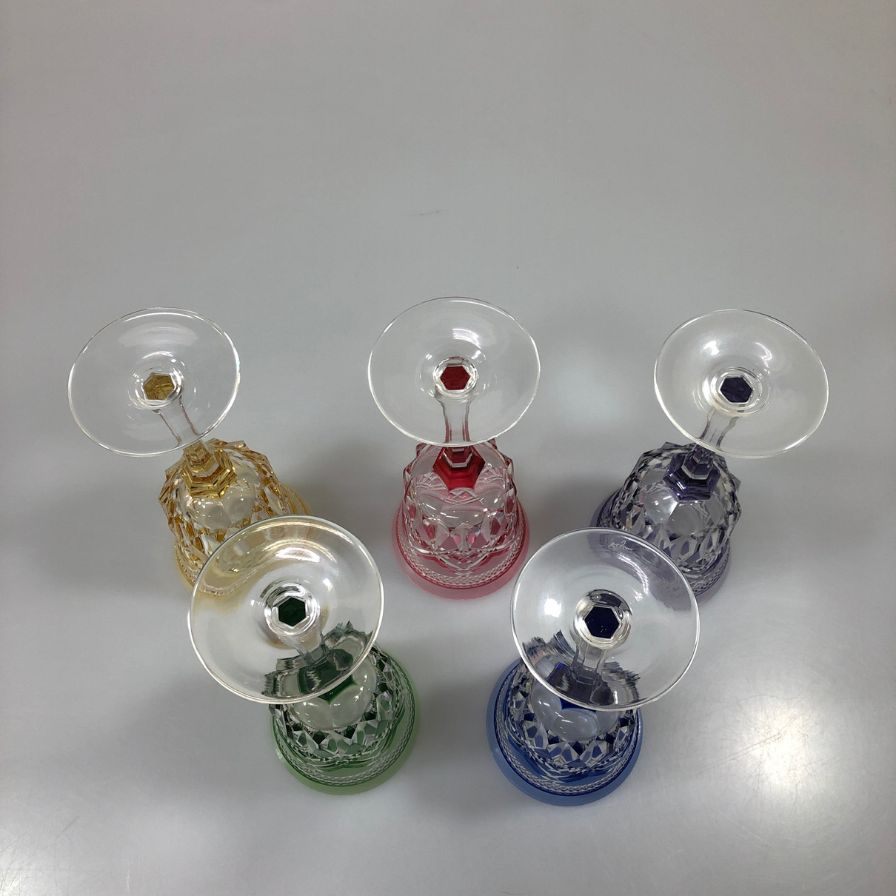 カガミクリスタル 江戸切子ワイングラスセット （KS3602-2835-5）【AFI28】【中古】