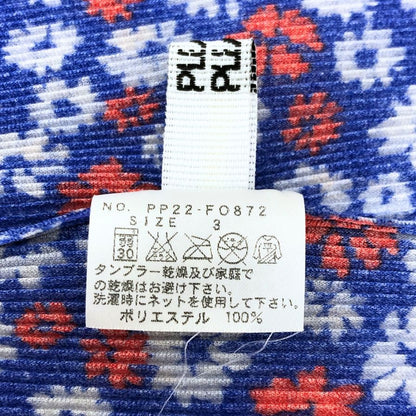 美品◆プリーツプリーズ イッセイミヤケ 半袖シャツ Vネック 総柄 レディース サイズ3 PP22-FO872 PLEATS PLEASE ISSEY MIYAKE 【AFB36】