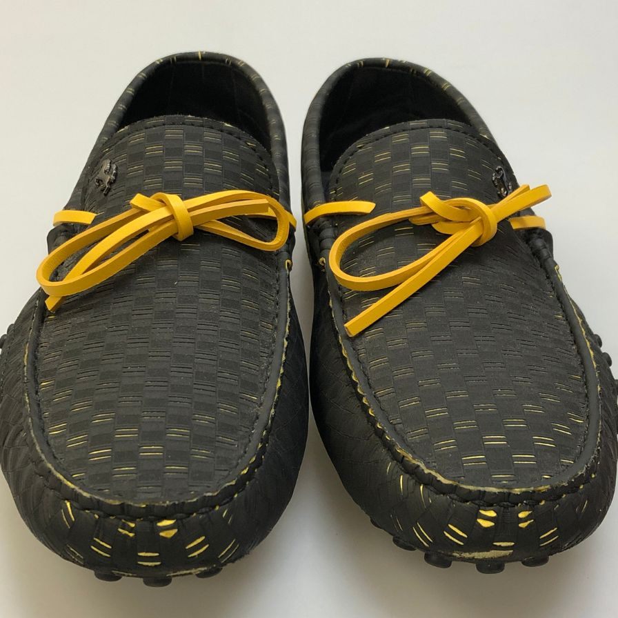 トッズ フェラーリ ドライビングシューズ スリッポン ゴンミーニ 総柄 ブラック サイズUK8 TOD`S Ferrari 約27.0cm【AFD15】