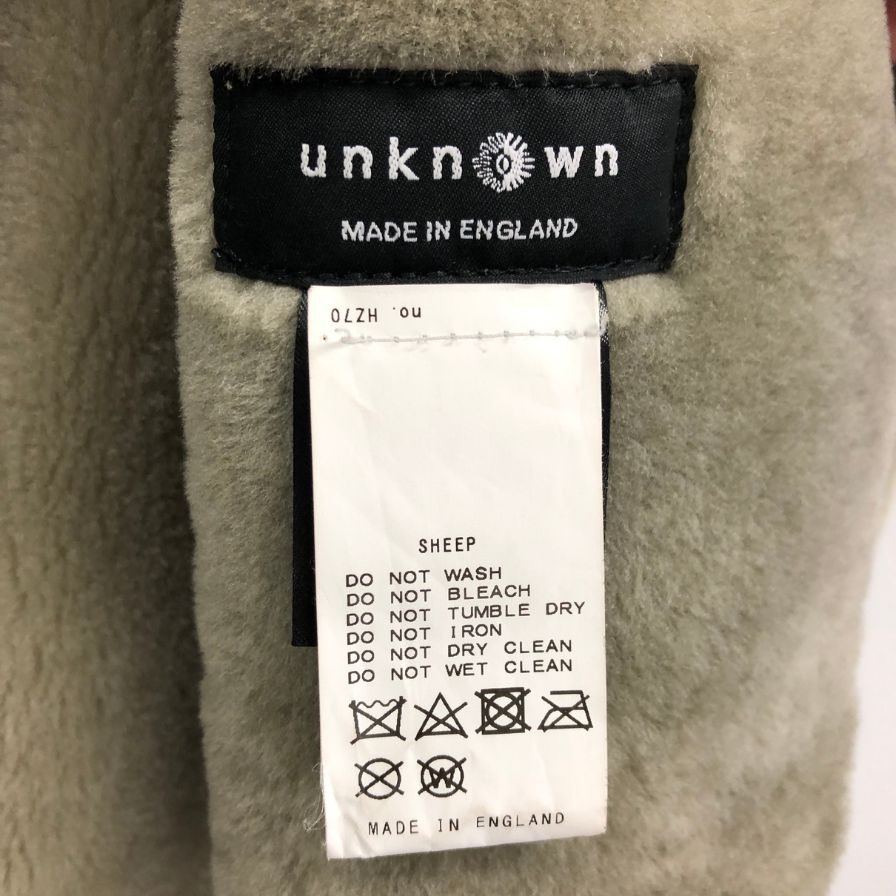 美品◆アンノウン ムートンコート 内側ファー イングランド製 ベージュ レディース サイズ8 UNKNOWN 【AFA19】