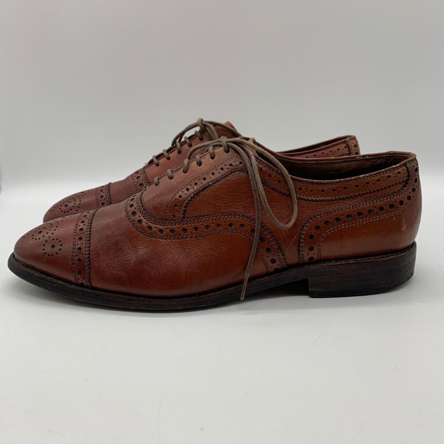 アレンエドモンズ レザーシューズ セミブローグ グレインレザー ライトブラウン メンズ サイズUS8D ALLEN EDMONDS 約26.0cm【YB6】