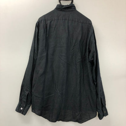 美品◆シンヤ 長袖シャツ 日本製 麻100% メンズ サイズ3 ブラック SHINYA 【AFB20】