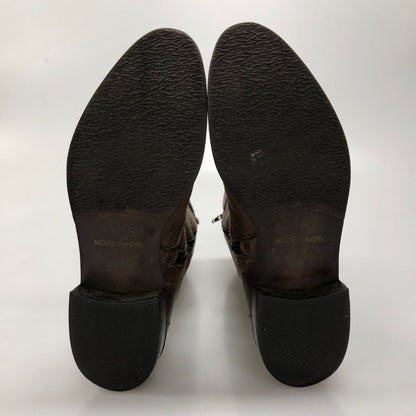 モードカオリ ロングブーツ レザー サイドジップ ブラウン レディース サイズ 23cm MODE KAORI 約23.0cm【AFI30】