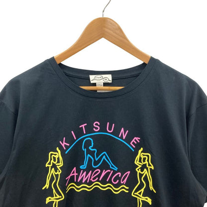 新品同様◆メゾンキツネ Tシャツ 海外限定 ブラック レディース サイズL Maison Kitsune 【AFB43】