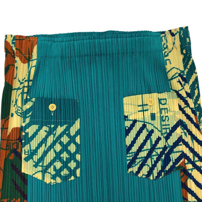 プリーツプリーズ イッセイミヤケ 02SS ロングスカート サイドスリット グリーン系 レディース サイズ1 PP22-JG776 PLEATS PLEASE ISSEY MIYAKE【AFB1】