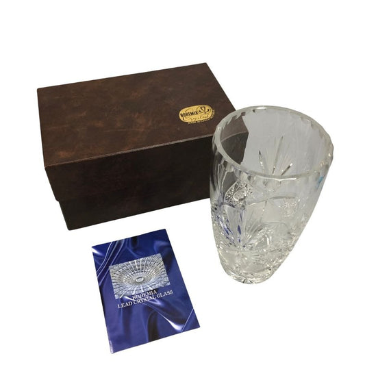 ボヘミア レッド クリスタル ガラス 花瓶 クリスタル BOHEMIA LEAD CRYSTAL GLASS【AFI28】【中古】