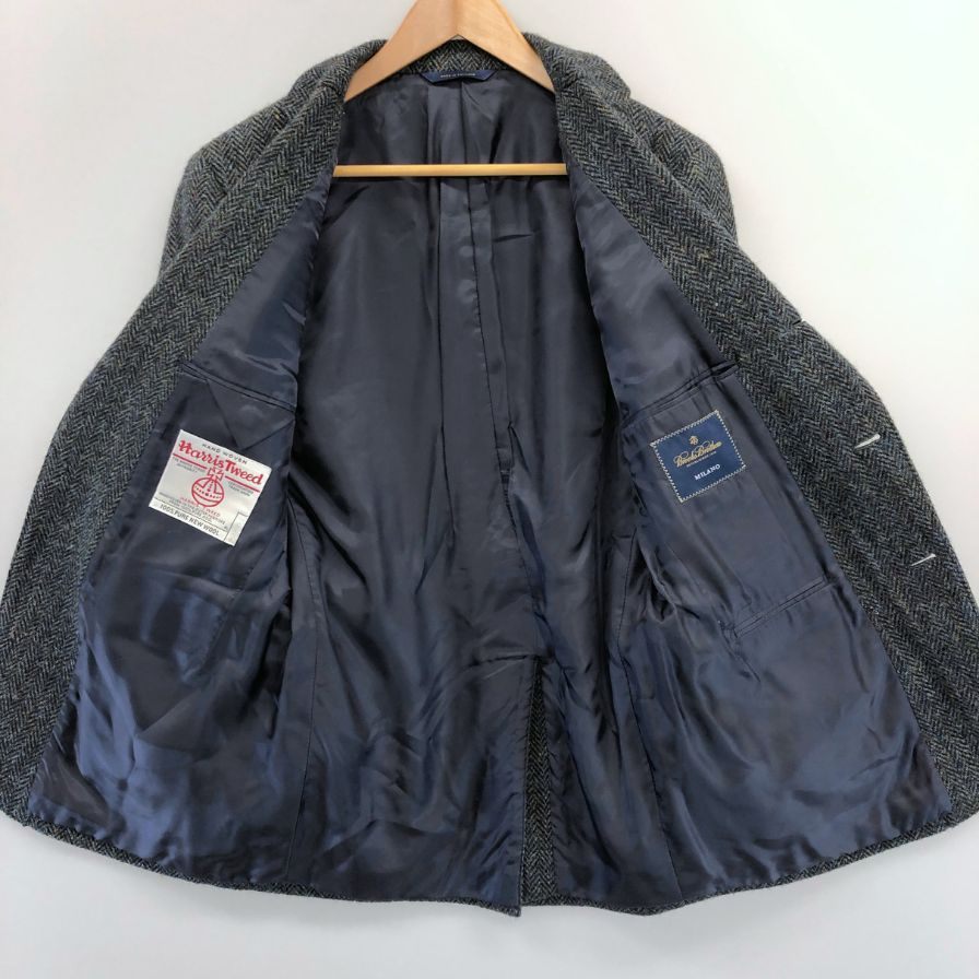 極美品◆ブルックスブラザーズ テーラードジャケット ハリスツイード  ウール メンズ ネイビー系 サイズ38S BROOKS BROTHERS 【AFB28】