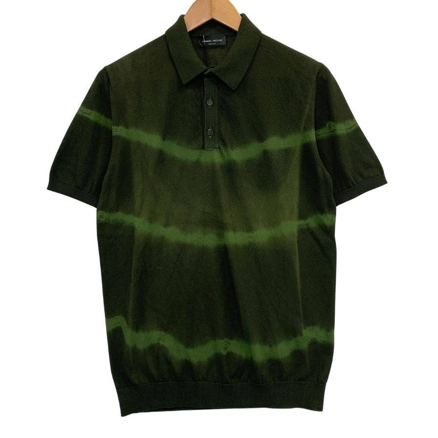 新品同様◆ロベルトコリーナ ポロシャツ 半袖 コットン ニット グラデーション グリーン メンズ サイズ48 roberto collina 【AFB2】