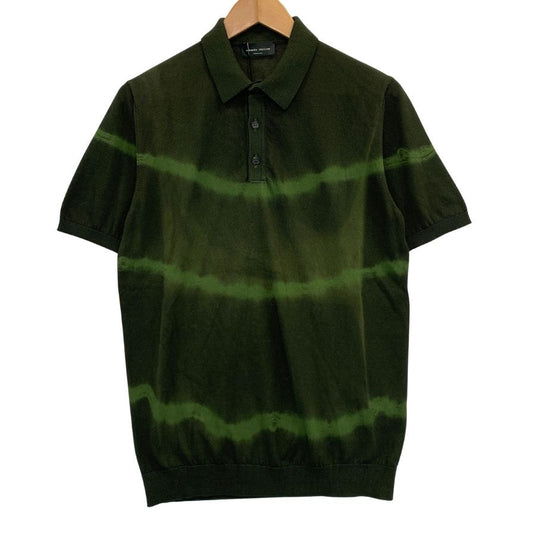 新品同様◆ロベルトコリーナ ポロシャツ 半袖 コットン ニット グラデーション グリーン メンズ サイズ48 roberto collina 【AFB2】