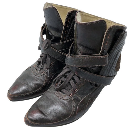 プーマ アレキサンダーマックイーン スニーカー レザー ハイカット ベルクロ 345579 ブラウン メンズ サイズ26cm PUMA ALEXANDER McQUEEN 約26.0cm【AFC33】
