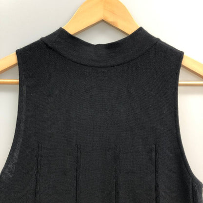 美品◆フォクシ―ニューヨーク ノースリーブ トップス チュニック プリーツあしらい 40019 ウール ブラック サイズ40 FOXEY NEWYORK 【AFB34】