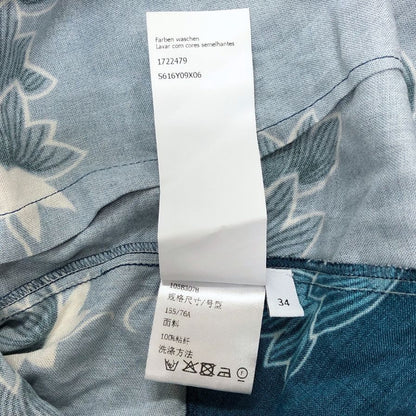 極美品◆ロエベ×パウラズイビザ 半袖ワンピース 総柄 ネイビー レディース サイズ34 LOEWE×Paulas Ibiza 【AFB5】
