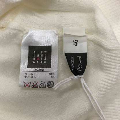 美品◆ザノーネ  クルーネック ニット ウール アイボリー サイズ46 メンズ ZANONE 【AFB7】